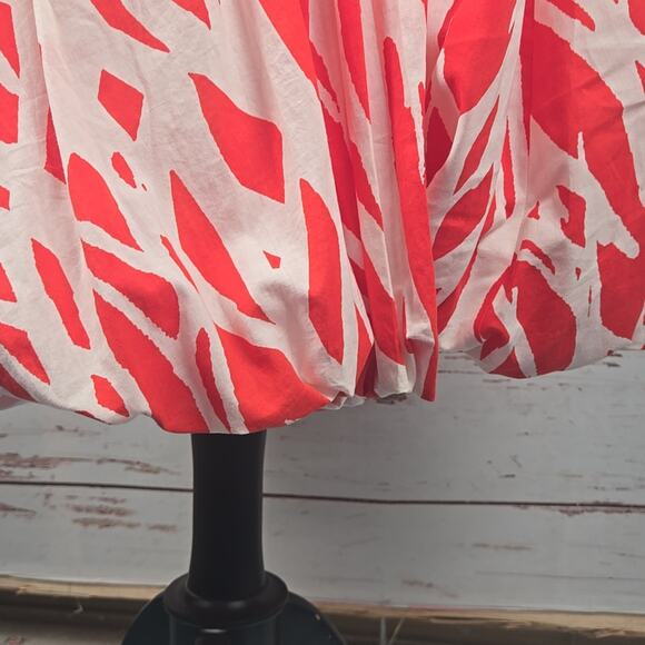 Diane Von Furstenberg Wrap Dress Red 100% Cotton Bubble Hem Size 6 - Picture 6 of 9